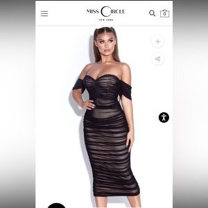 Quenby Black Off Shoulder Mesh Maxi Dress